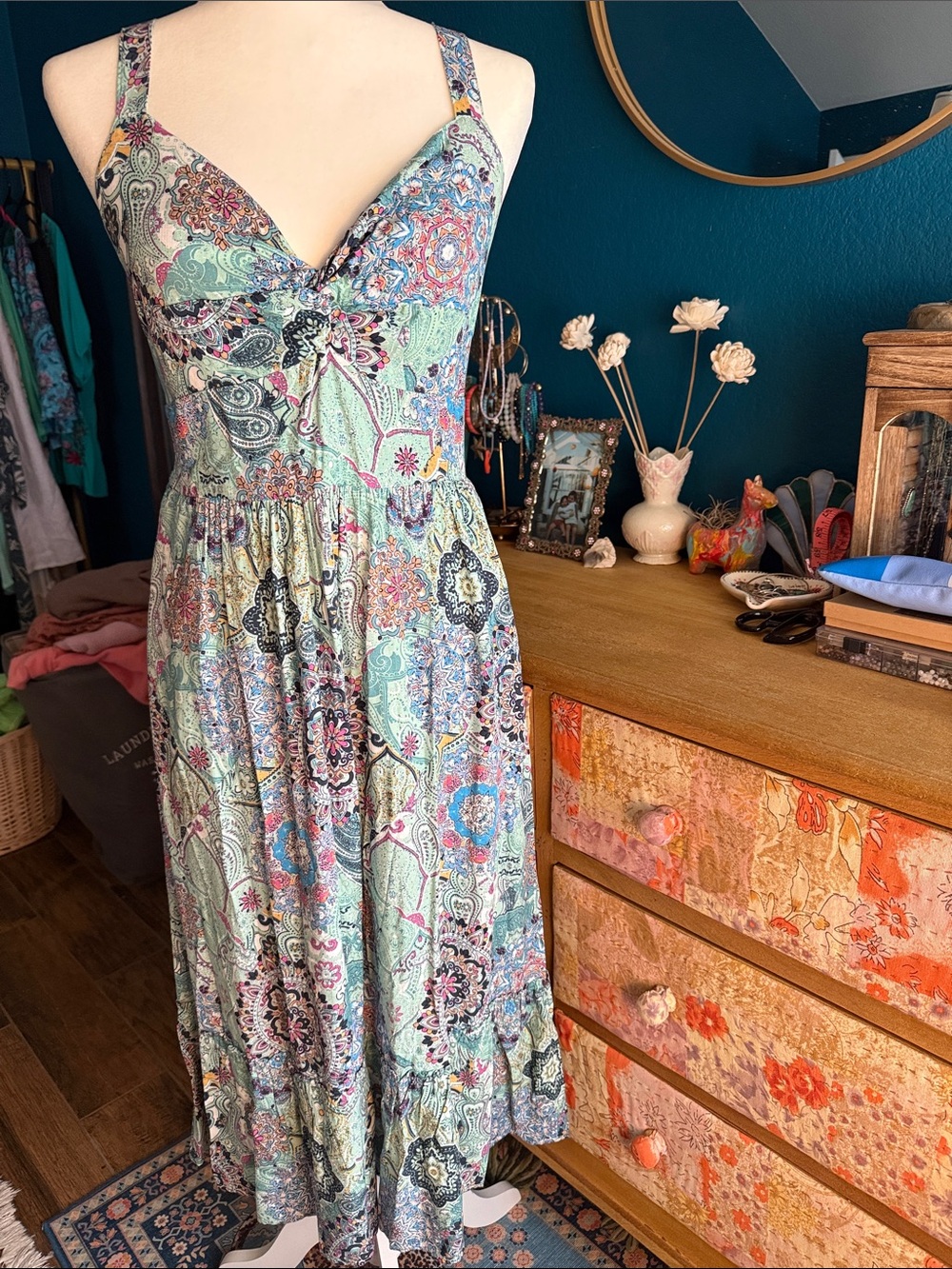 Maurices Pastel Mint Paisley Maxi Dress